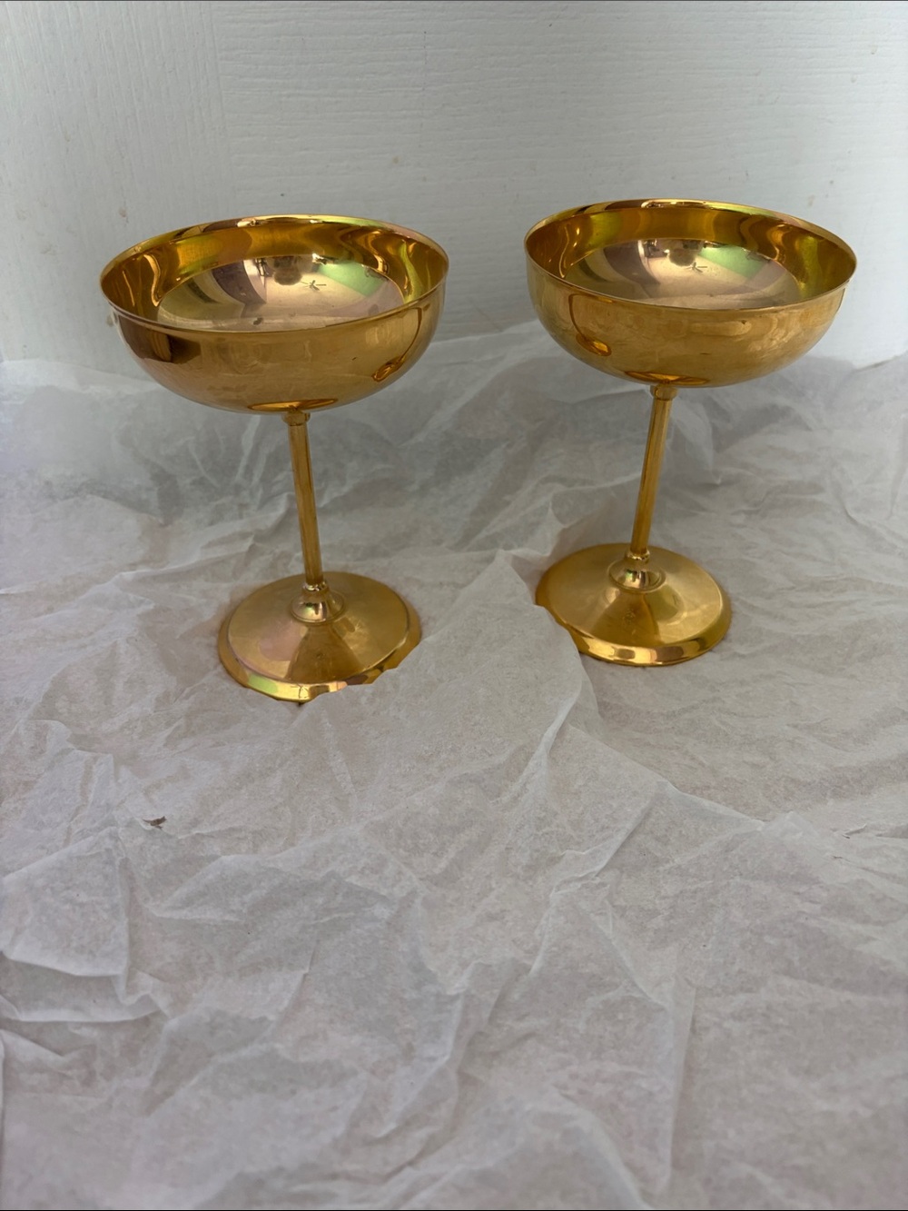 Set of 2 Gold  24 k electroplate Champagne Coupes